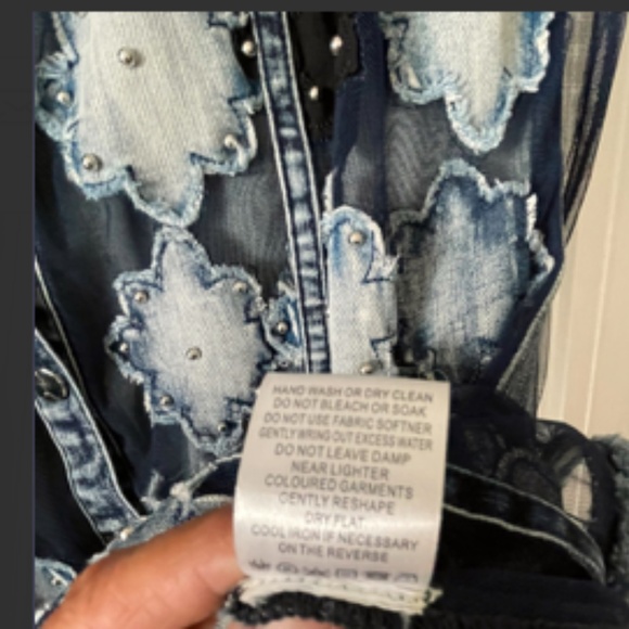 (NWOT) ADORE Raw Hem, Long line, Embellished Denim Jacket - Picture 7 of 7